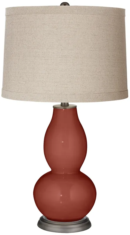 Madeira Linen Drum Shade Double Gourd Table Lamp