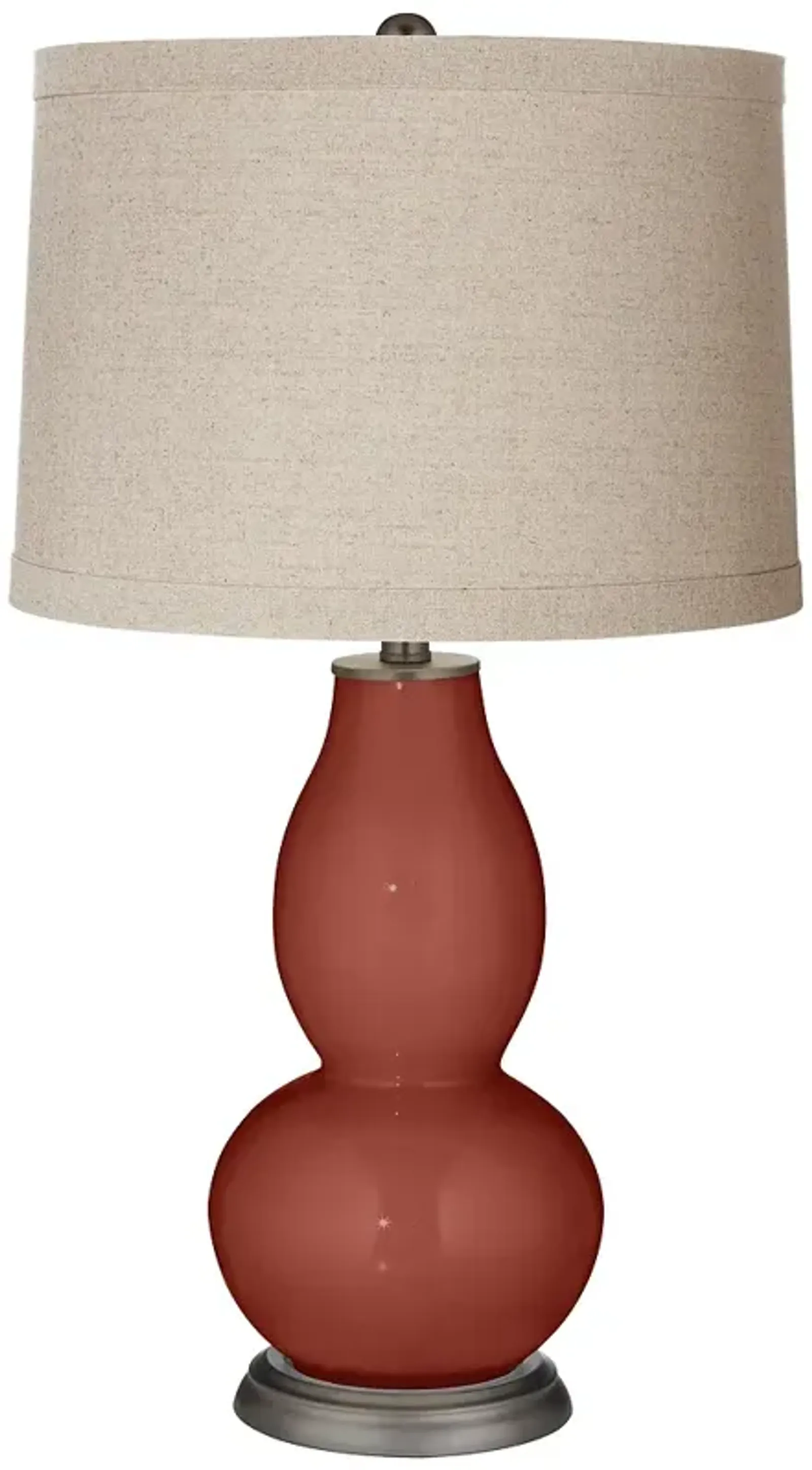 Color Plus Double Gourd 28 3/4" Linen Shade Madeira Red Table Lamp