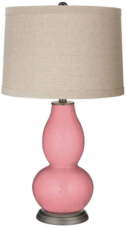 Color Plus Double Gourd 28 3/4" Linen Shade Haute Pink Table Lamp