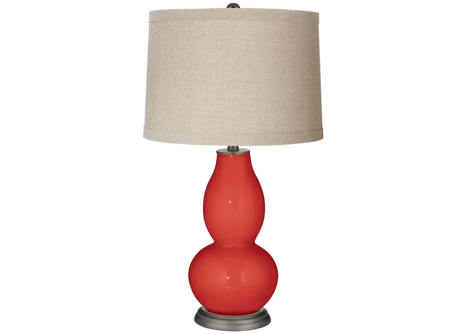 Color Plus Double Gourd 28 3/4" Linen Shade Cherry Tomato Red Lamp