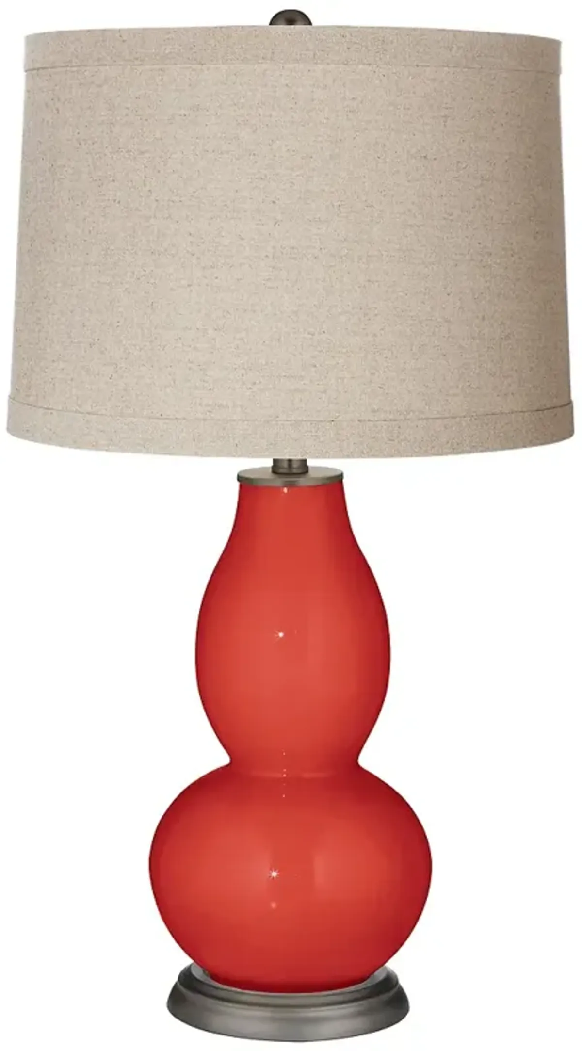 Color Plus Double Gourd 28 3/4" Linen Shade Cherry Tomato Red Lamp