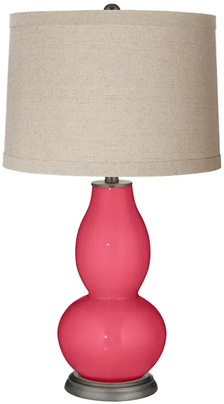 Eros Pink Linen Drum Shade Double Gourd Table Lamp