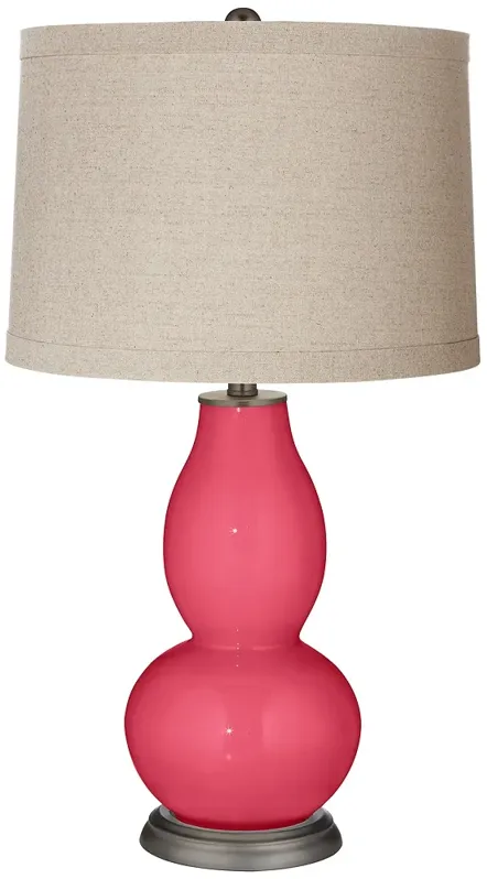 Color Plus Double Gourd 28 3/4"  Linen Shade Eros Pink Table Lamp