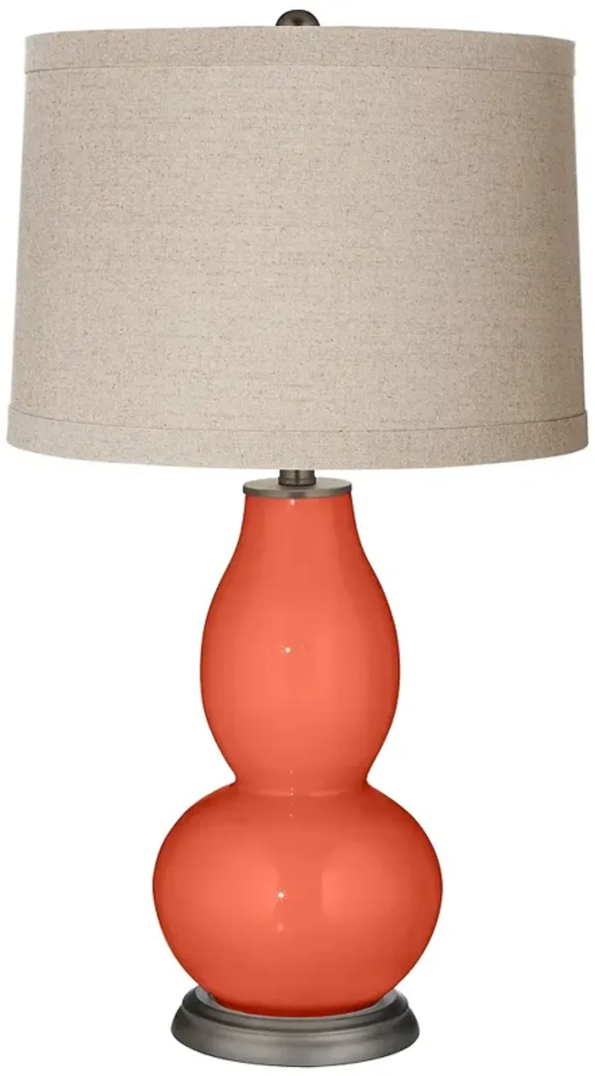 Color Plus Double Gourd 28 3/4" Linen Shade Daring Orange Table Lamp