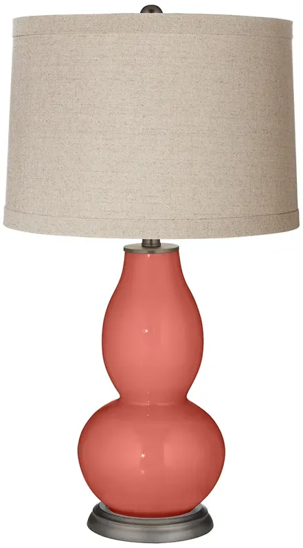 Color Plus Double Gourd 28 3/4" Linen Drum Shade Coral Reef Table Lamp