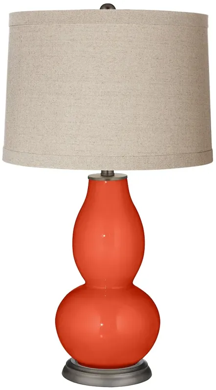 Color Plus Double Gourd 28 3/4" Linen Shade Daredevil Orange Lamp