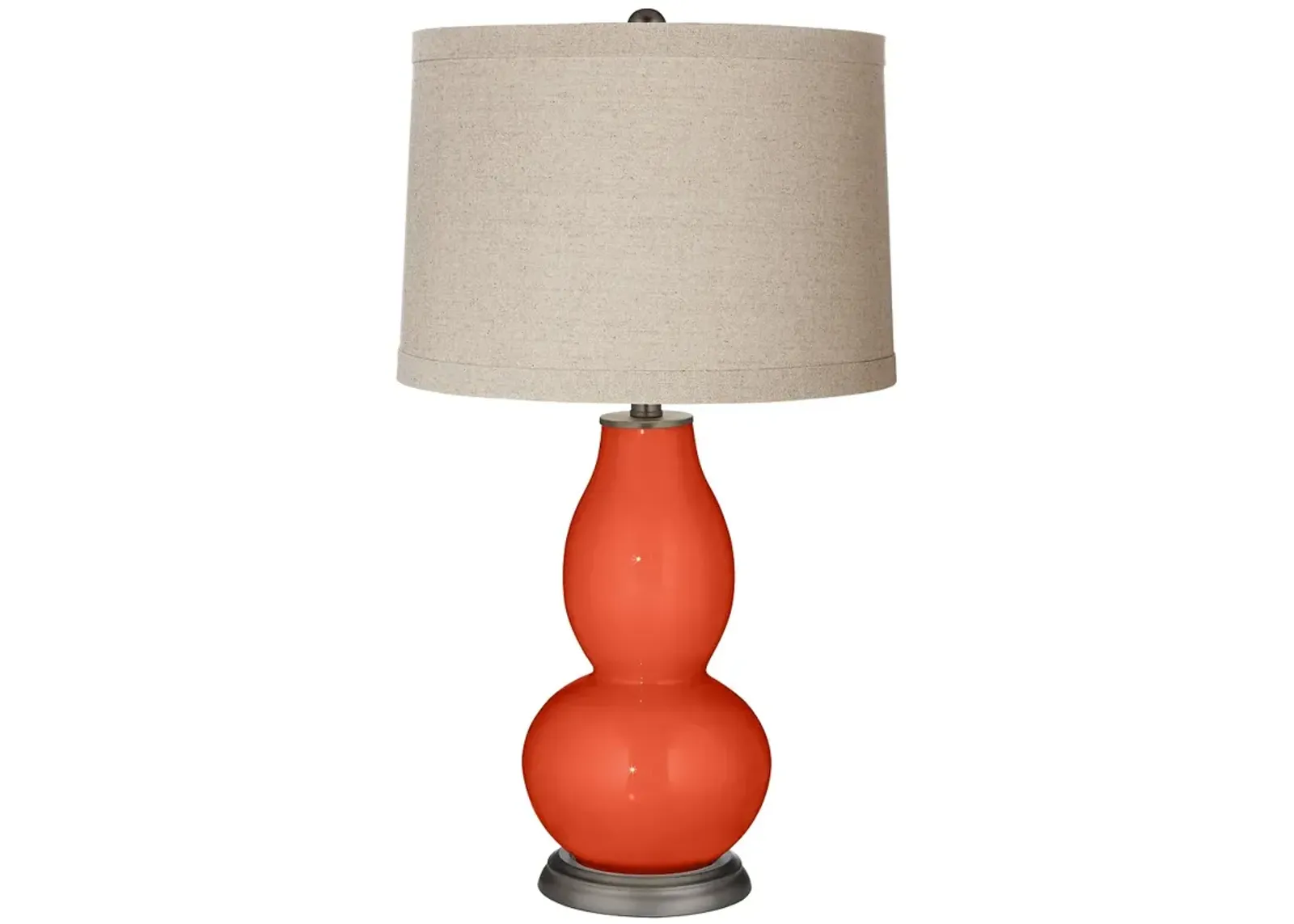 Color Plus Double Gourd 28 3/4" Linen Shade Daredevil Orange Lamp