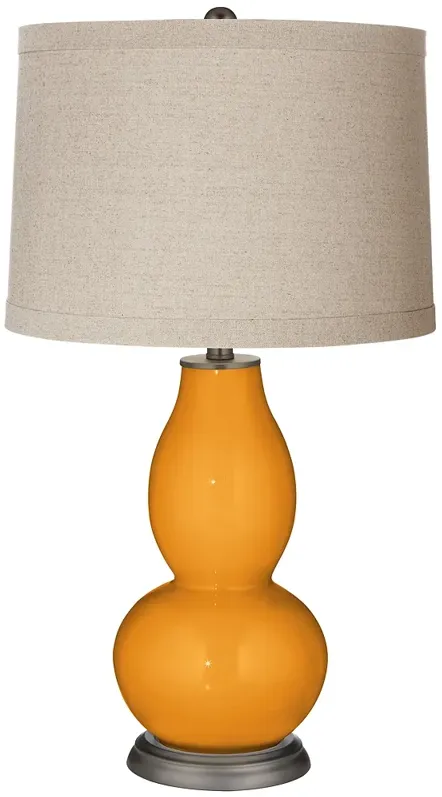 Color Plus Double Gourd 28 3/4" Linen Shade Carnival Orange Table Lamp