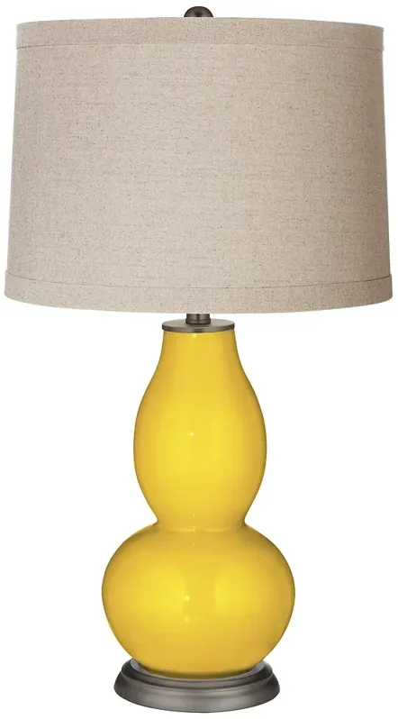 Color Plus Double Gourd 28 3/4" Linen Shade Citrus Yellow Table Lamp