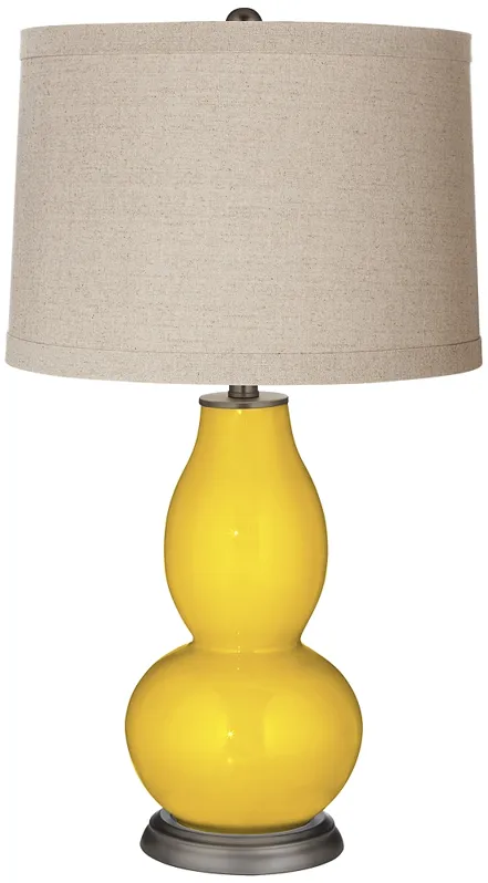 Citrus Linen Drum Shade Double Gourd Table Lamp