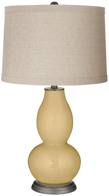 Color Plus Double Gourd 28 3/4" Linen Shade Humble Gold Table Lamp