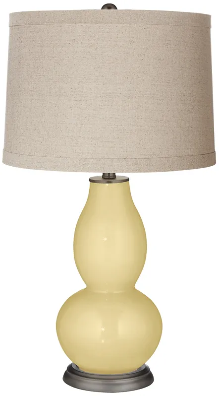 Butter Up Linen Drum Shade Double Gourd Table Lamp