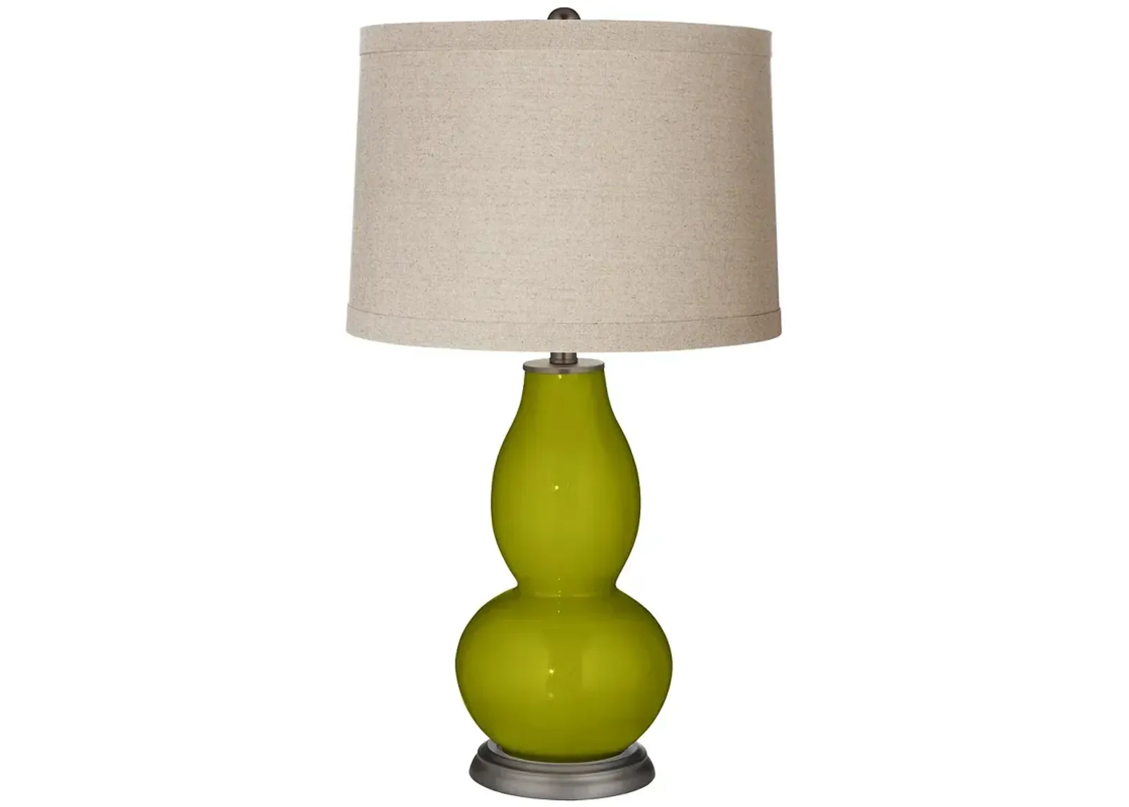 Color Plus Double Gourd 28 3/4" Linen Shade Olive Green Table Lamp