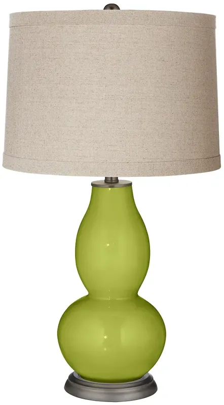 Color Plus Double Gourd 28 3/4" Linen Shade Parakeet Green Table Lamp