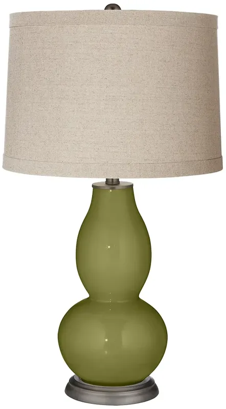 Color Plus Double Gourd 28 3/4" Linen Shade Rural Green Table Lamp