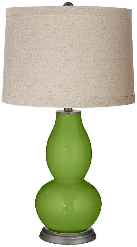 Color Plus Double Gourd 28 3/4" Linen Shade Gecko Green Table Lamp