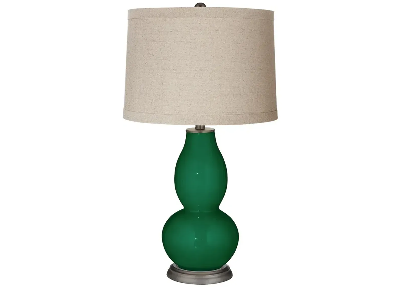 Color Plus Double Gourd 28 3/4" High Linen Shade Greens Table Lamp