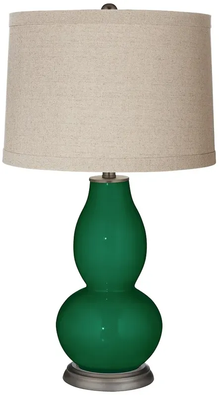 Color Plus Double Gourd 28 3/4" High Linen Shade Greens Table Lamp