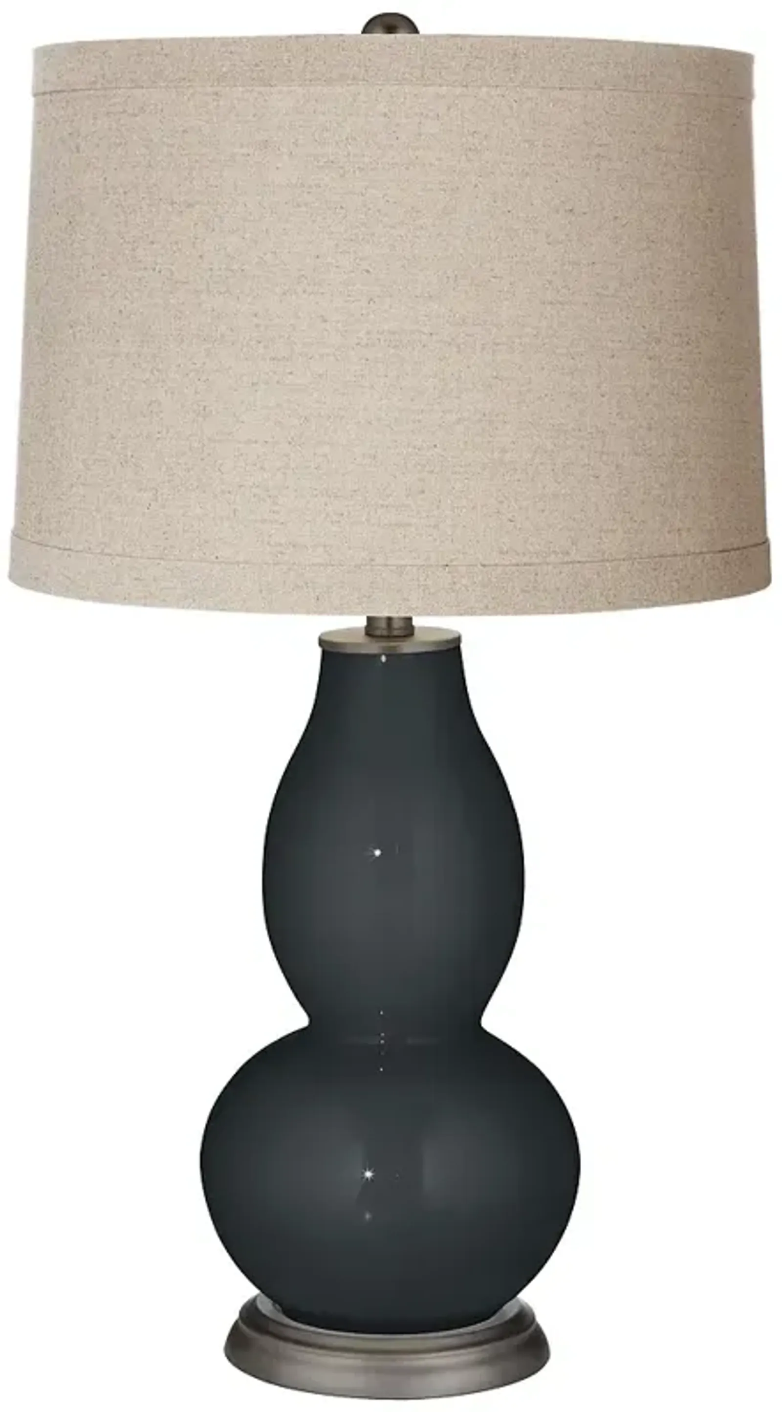 Color Plus Double Gourd 28 3/4" Linen Shade Black of Night Table Lamp