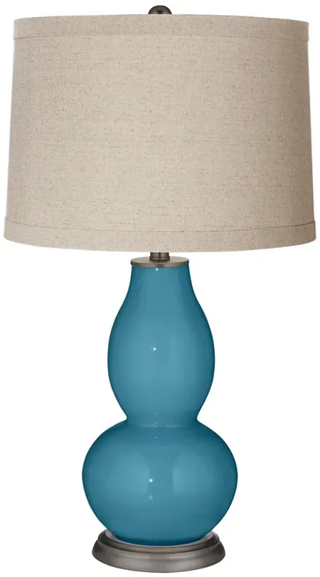 Great Falls Linen Drum Shade Double Gourd Table Lamp