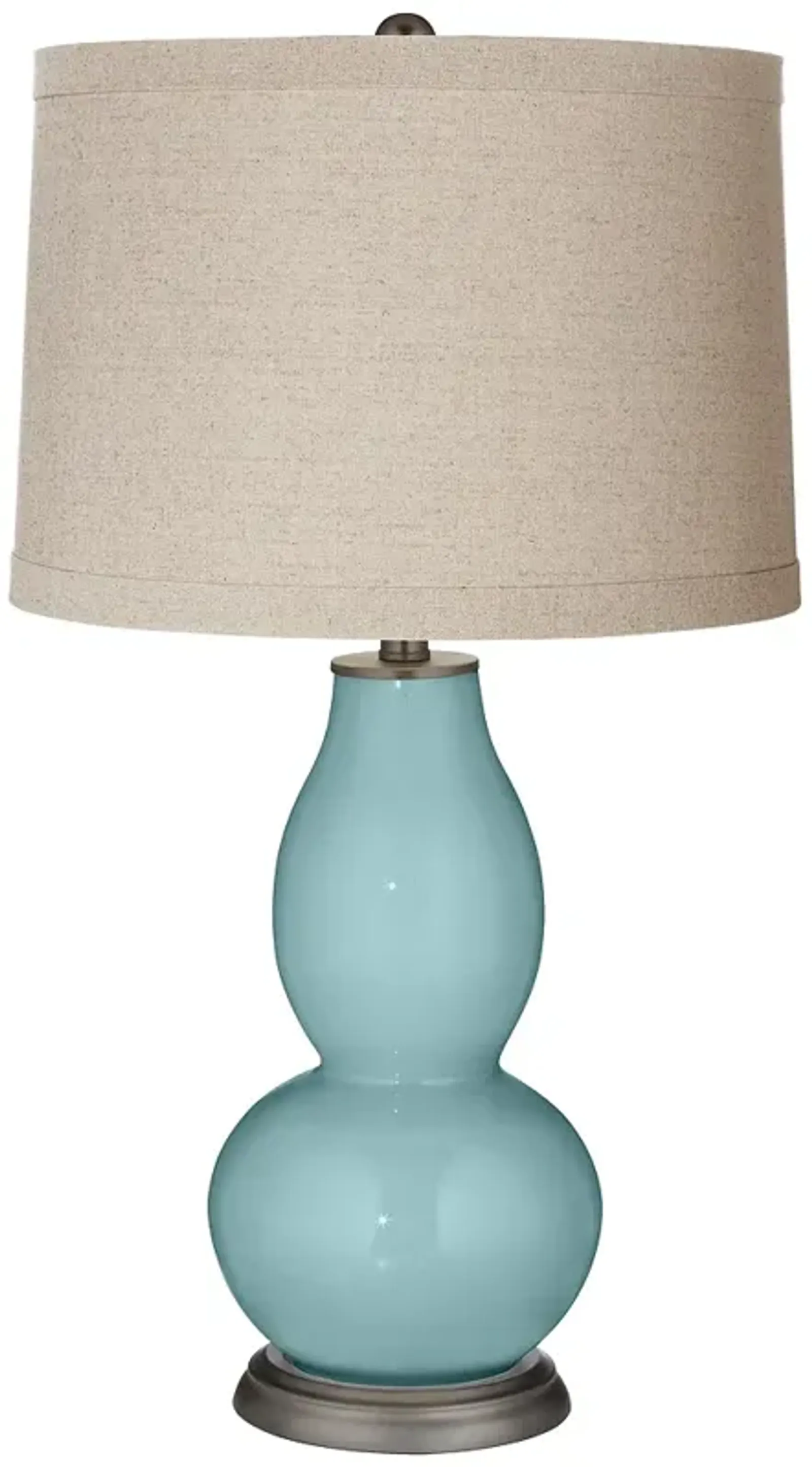 Color Plus Double Gourd 28 3/4" Linen Shade Raindrop Blue Table Lamp