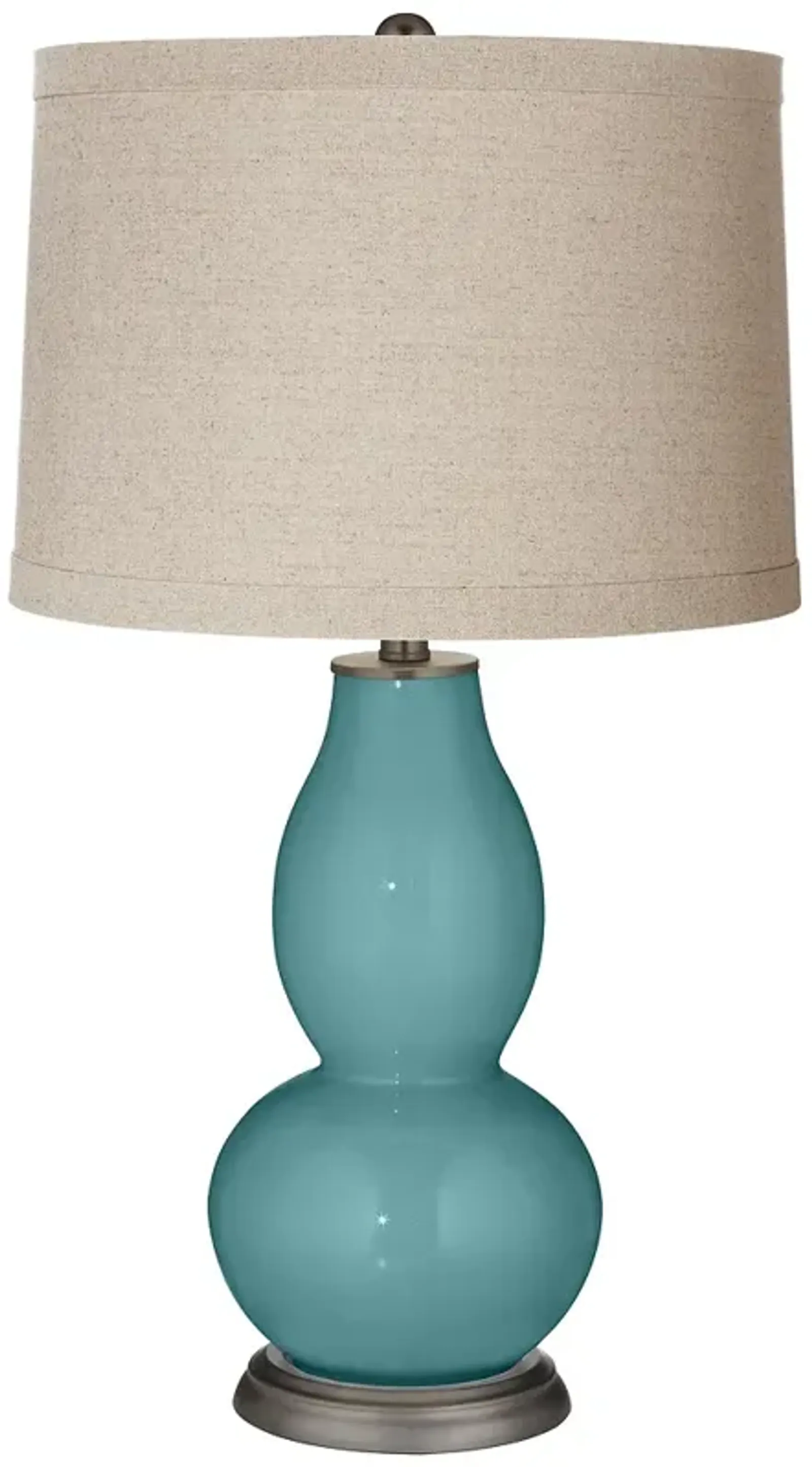 Color Plus Double Gourd 28 3/4" Linen Shade Reflecting Pool Blue Lamp