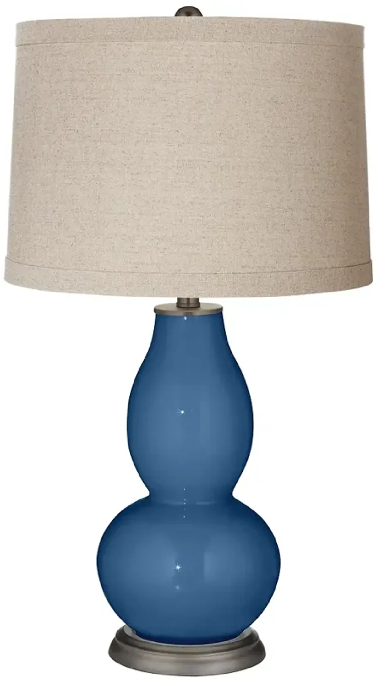 Color Plus Double Gourd 28 3/4" Linen Shade Regatta Blue Table Lamp