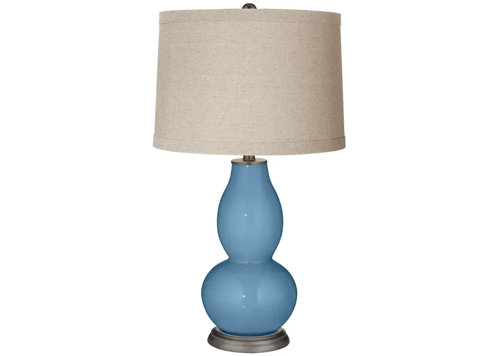 Color Plus Double Gourd 28 3/4" Linen Shade Secure Blue Table Lamp