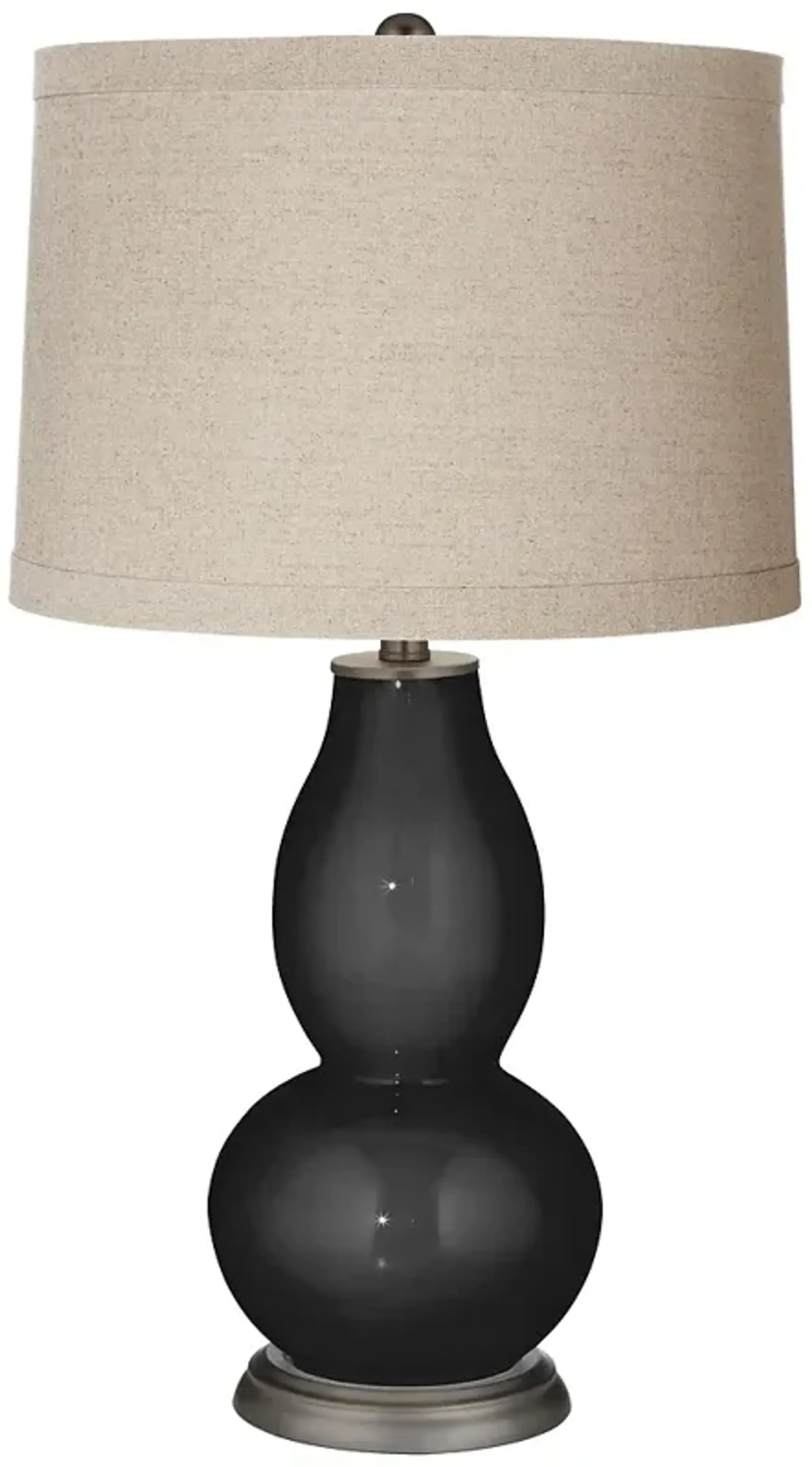 Color Plus Double Gourd 28 3/4" Linen Shade Tricorn Black Table Lamp