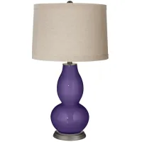 Izmir Purple Linen Drum Shade Double Gourd Table Lamp