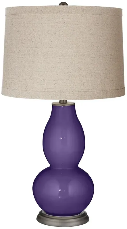 Color Plus Double Gourd 28 3/4" Linen Shade Izmir Purple Table Lamp