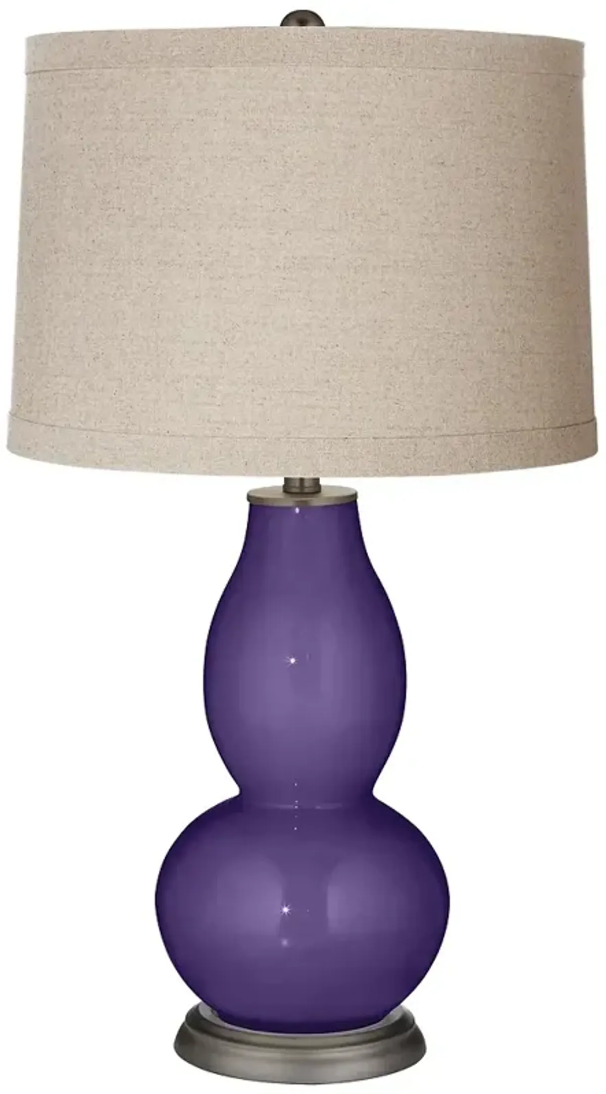 Color Plus Double Gourd 28 3/4" Linen Shade Izmir Purple Table Lamp