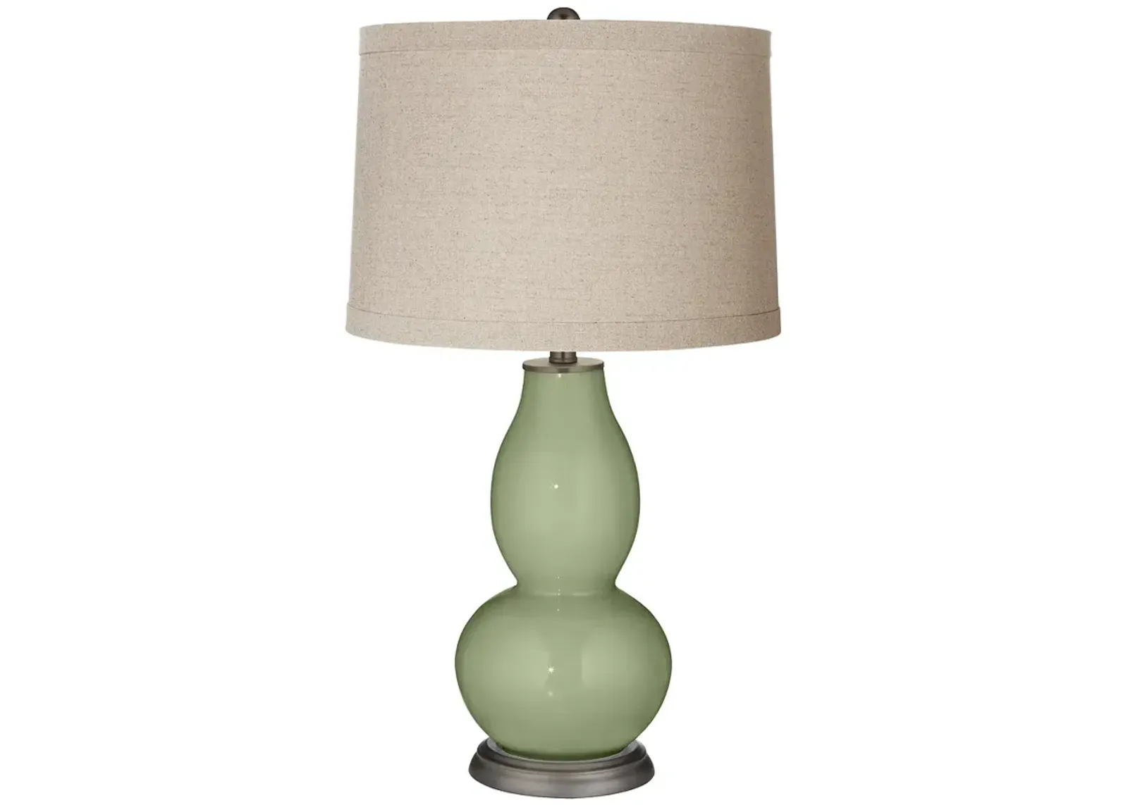 Color Plus Double Gourd 28 3/4" Linen Shade Majolica Green Table Lamp