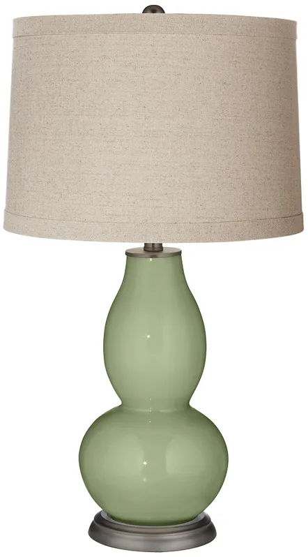 Color Plus Double Gourd 28 3/4" Linen Shade Majolica Green Table Lamp