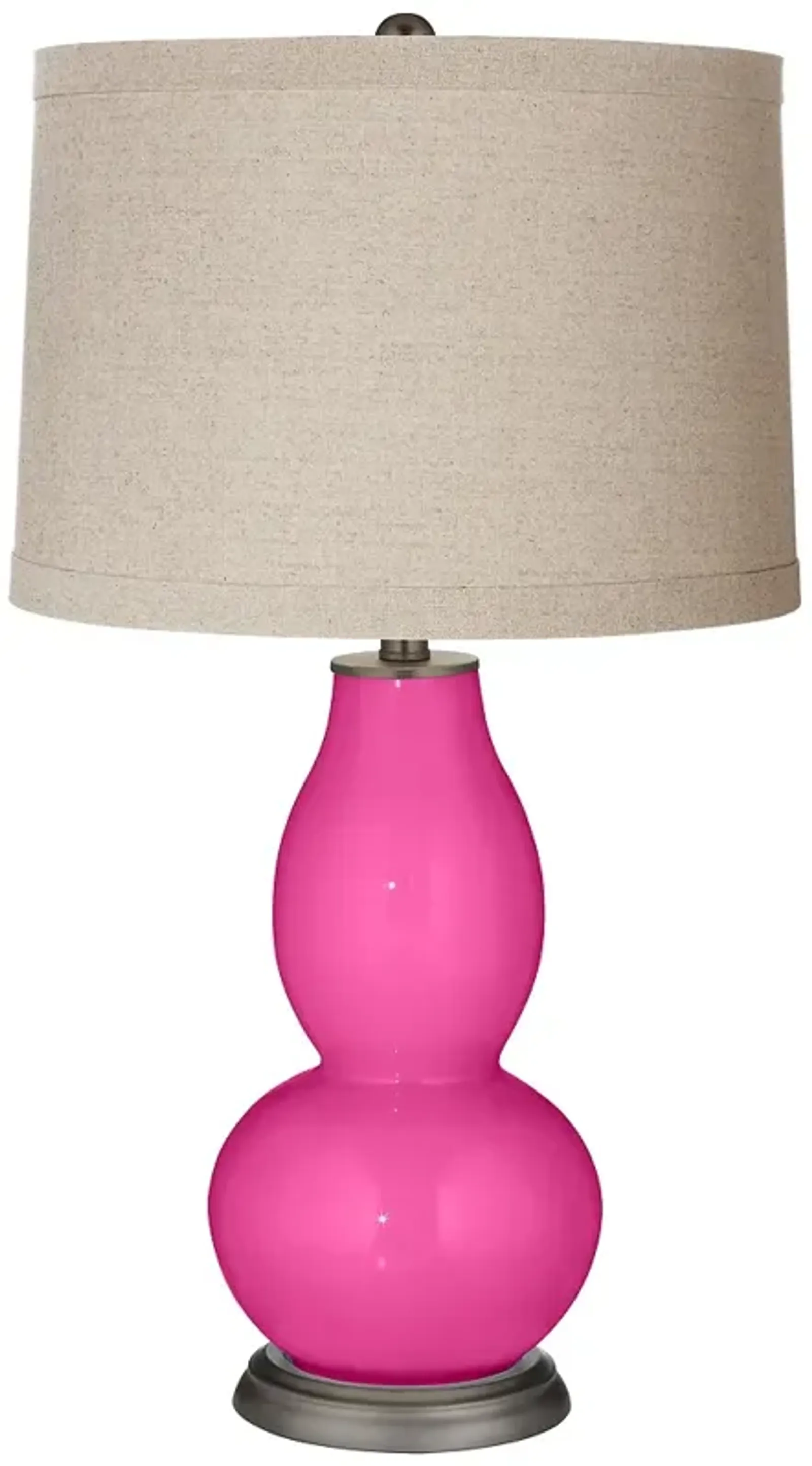 Color Plus Double Gourd 28 3/4" Linen Shade Fuchsia Pink Table Lamp