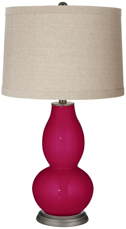 Color Plus Double Gourd 28 3/4" Linen Shade French Burgundy Red Lamp