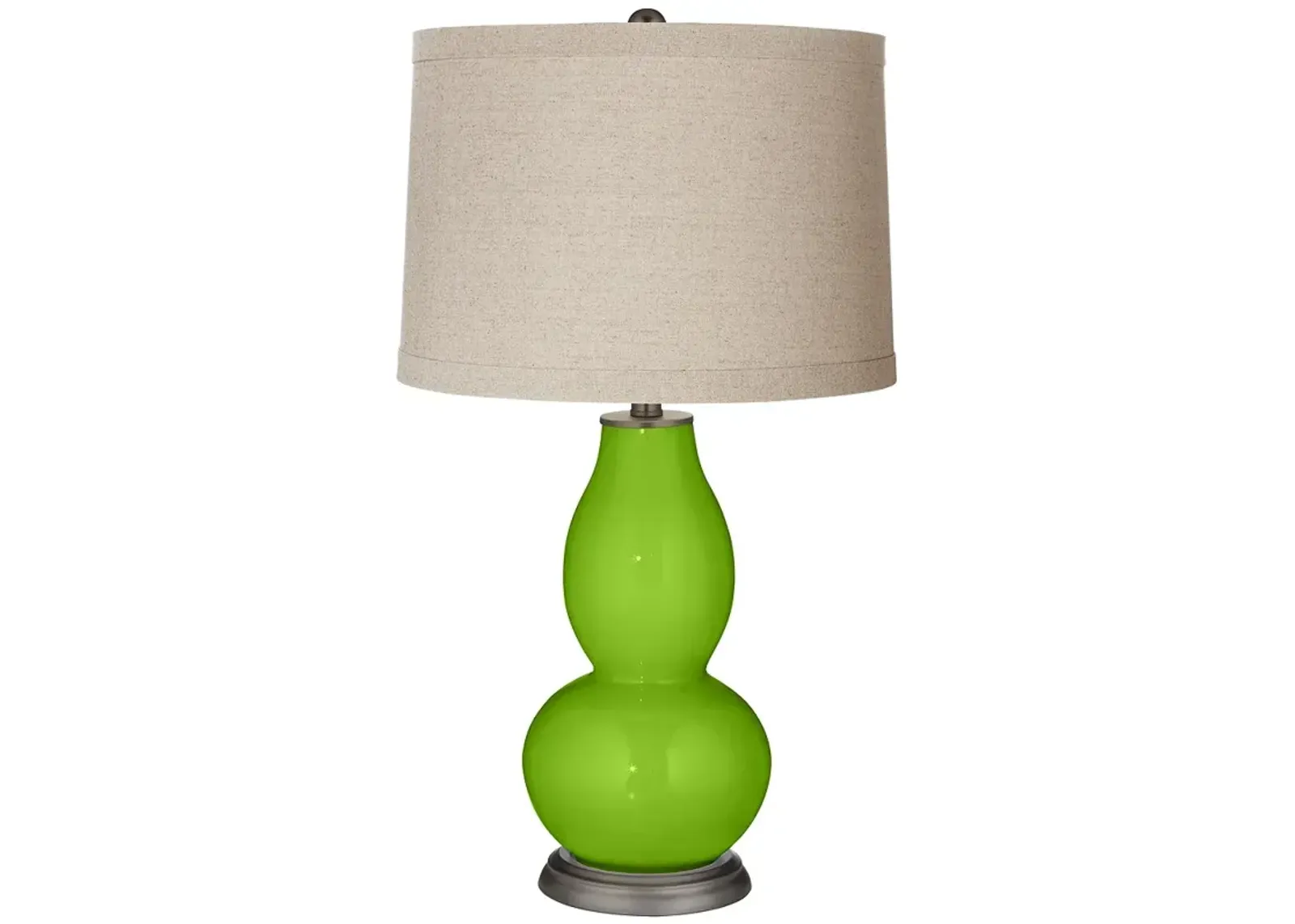 Color Plus Double Gourd 28 3/4" Linen Shade Neon Green Table Lamp