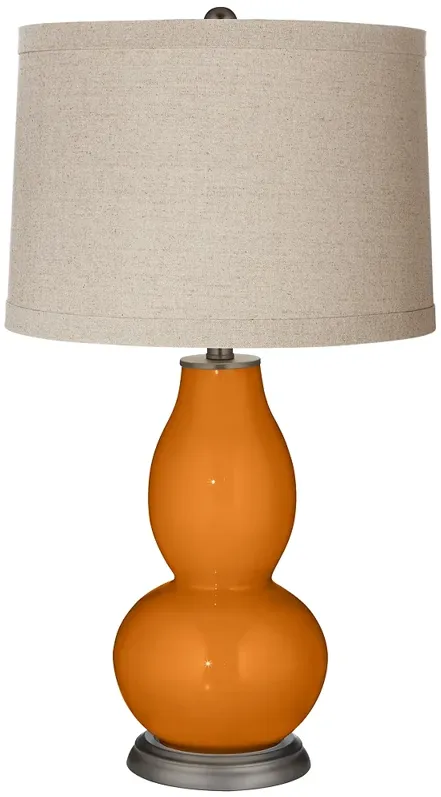 Color Plus Double Gourd 28 3/4" Linen Shade Cinnamon Spice Brown Lamp