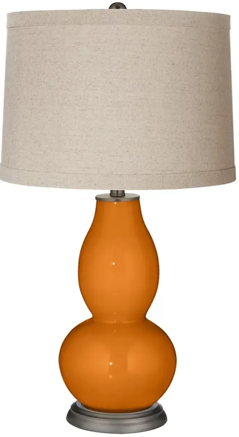 Color Plus Double Gourd 28 3/4" Linen Shade Cinnamon Spice Brown Lamp