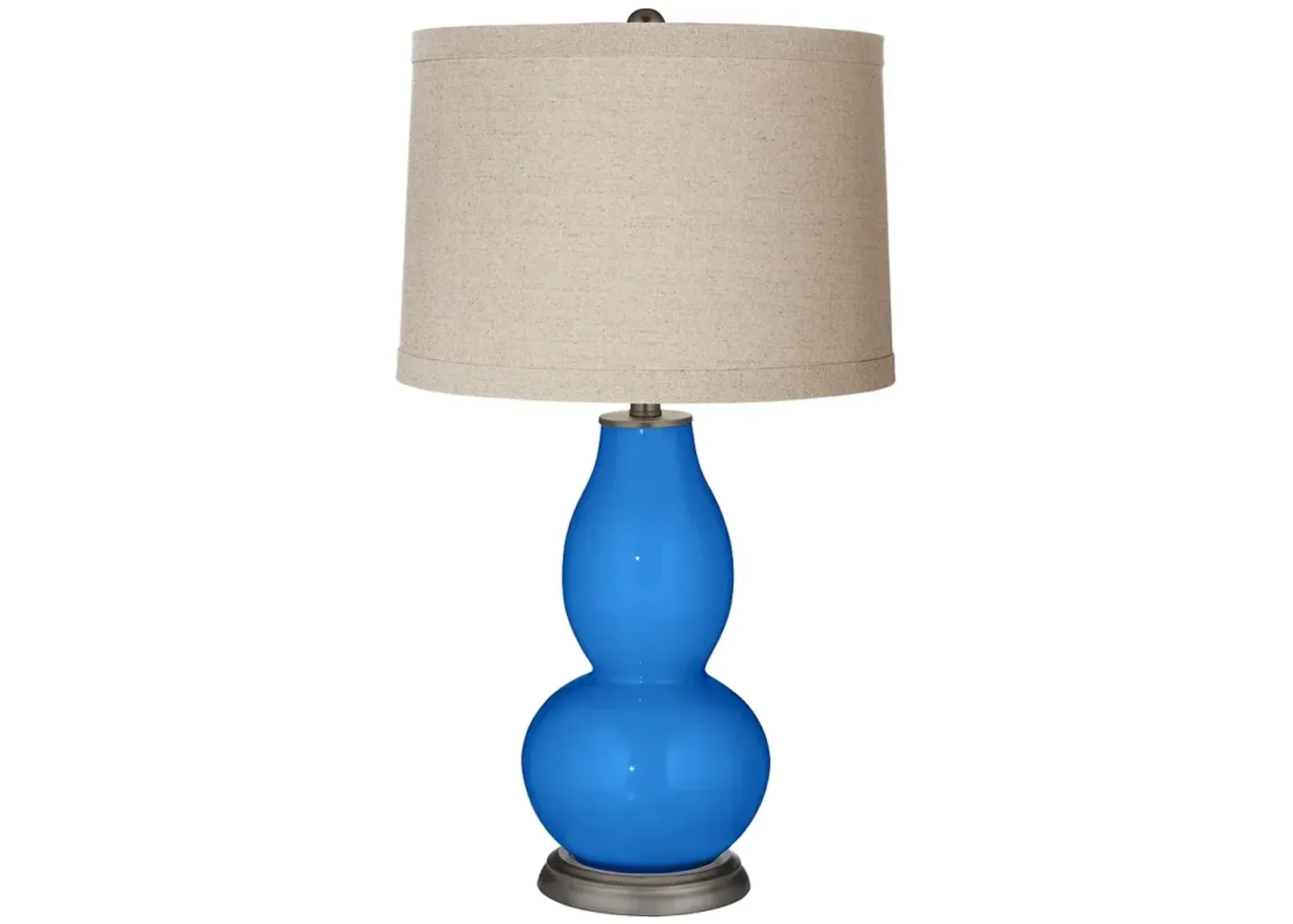 Color Plus Double Gourd 28 3/4" Linen Shade Royal Blue Table Lamp