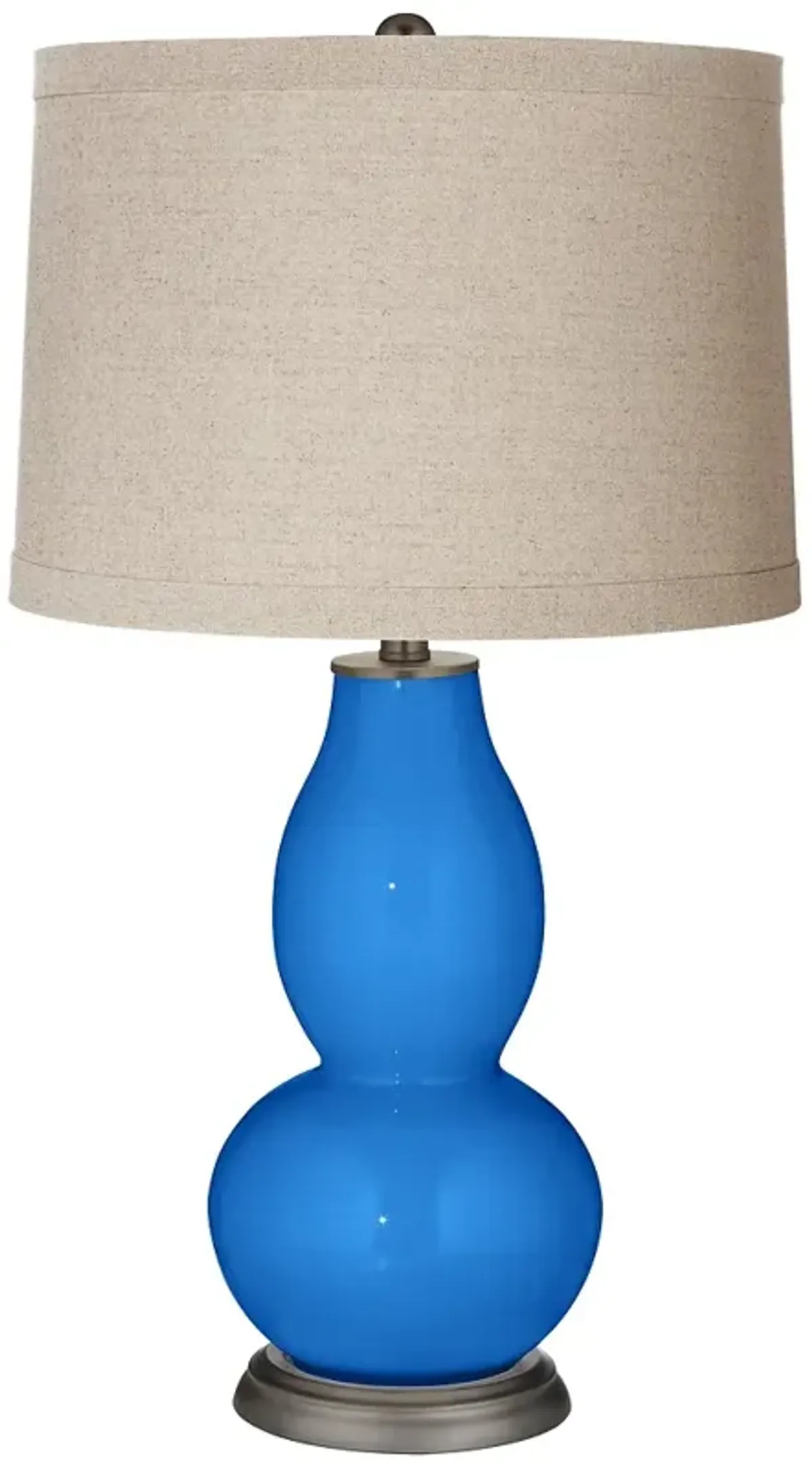 Color Plus Double Gourd 28 3/4" Linen Shade Royal Blue Table Lamp