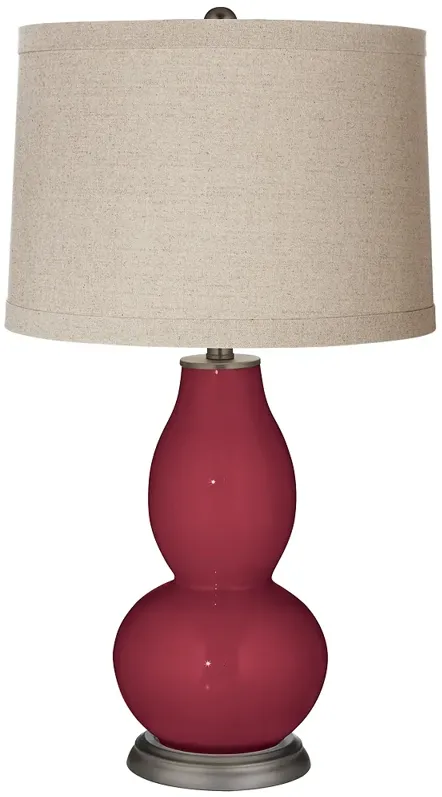 Color Plus Double Gourd 28 3/4" Linen Shade Antique Red Table Lamp