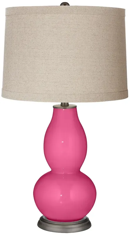 Color Plus Double Gourd 28 3/4" Linen Shade Blossom Pink Table Lamp