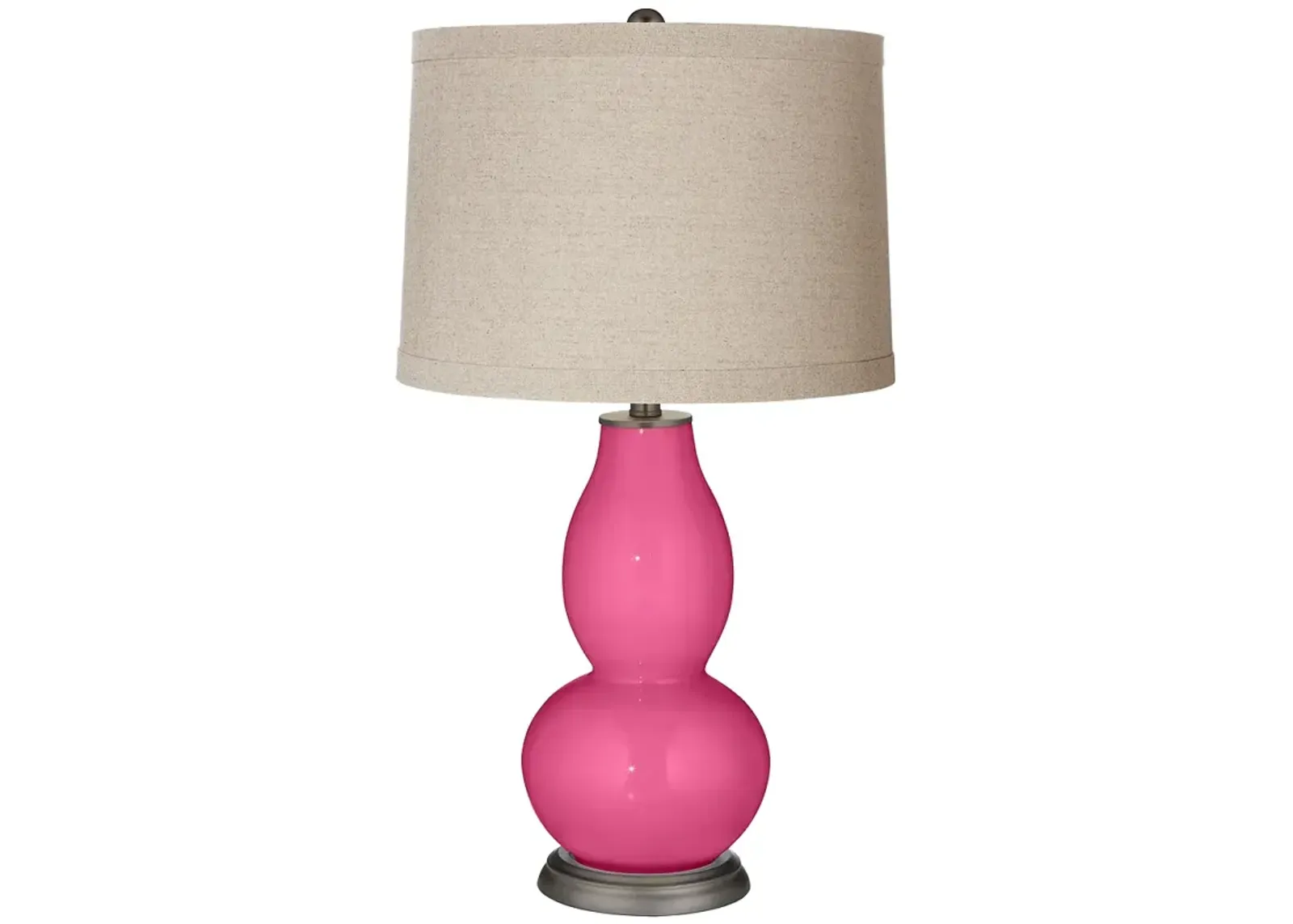 Color Plus Double Gourd 28 3/4" Linen Shade Blossom Pink Table Lamp