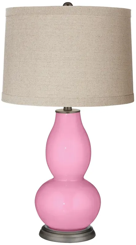 Color Plus Double Gourd 28 3/4" Linen Shade Candy Pink  Table Lamp