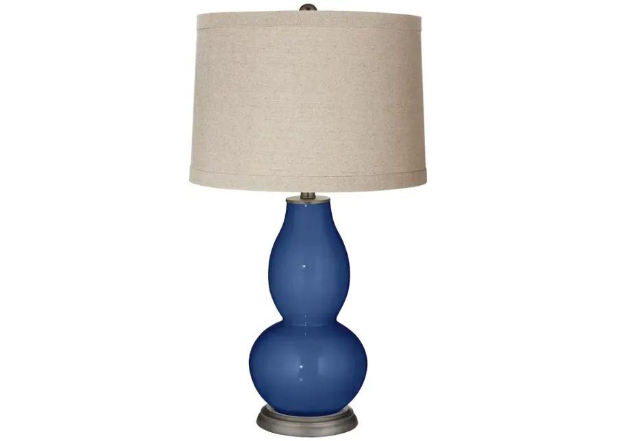 Color Plus Double Gourd 28 3/4" Linen Shade Monaco Blue Table Lamp