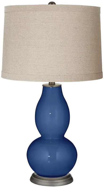 Color Plus Double Gourd 28 3/4" Linen Shade Monaco Blue Table Lamp