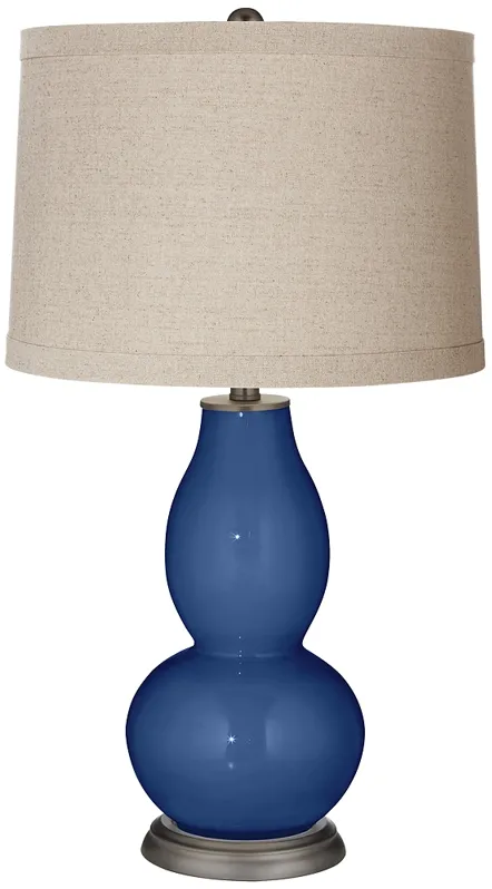 Color Plus Double Gourd 28 3/4" Linen Shade Monaco Blue Table Lamp