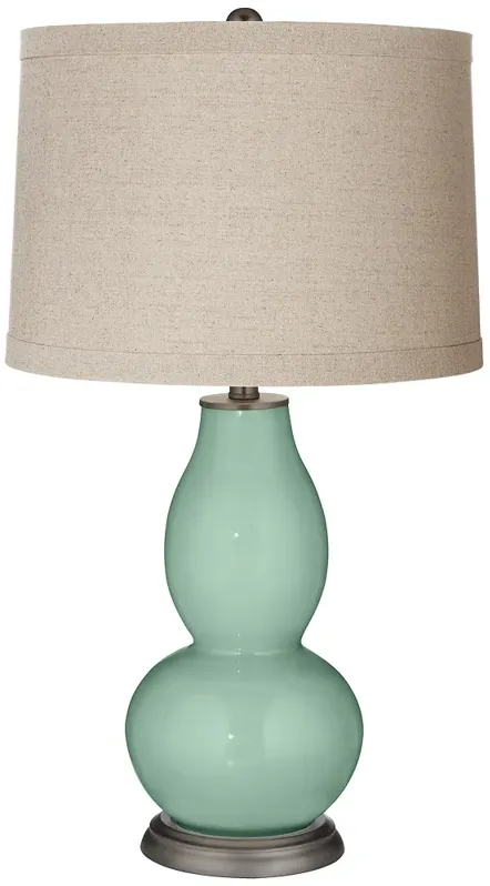 Color Plus Double Gourd 28 3/4" Linen Shade Grayed Jade Green Lamp