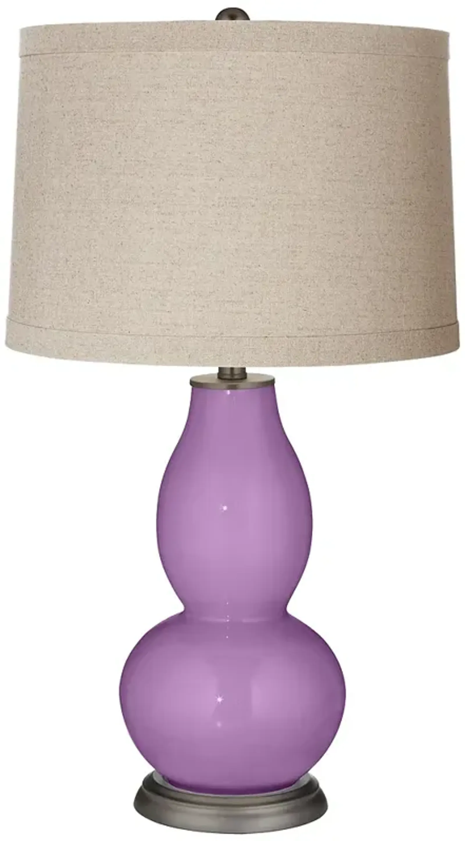 Color Plus Double Gourd 29 1/2" Linen Shade African Violet Table Lamp